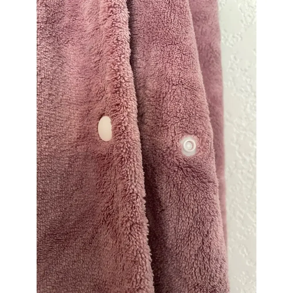 Cozy Mauve Plush Bath Wrap Towel with hair towel hat